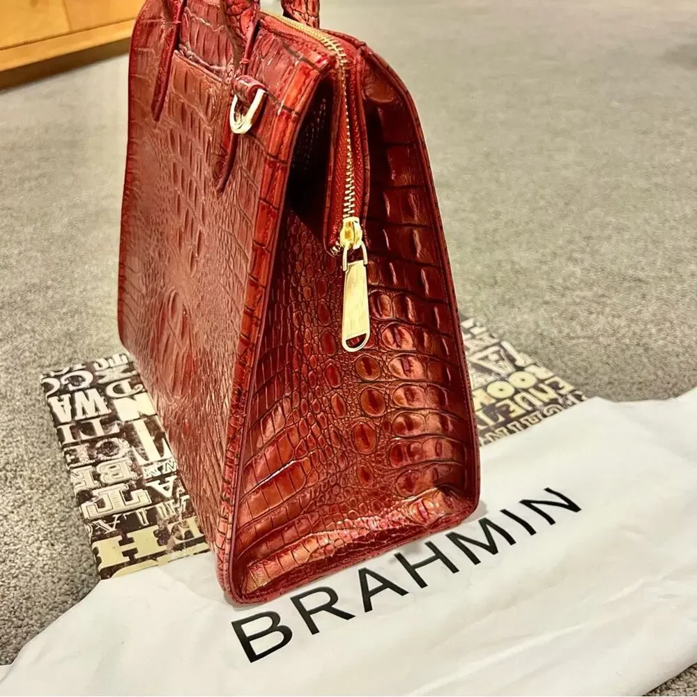 Brahmin Caroline Satchel Red Dragon Melbourne Leather Bag - Picture 7 of 11